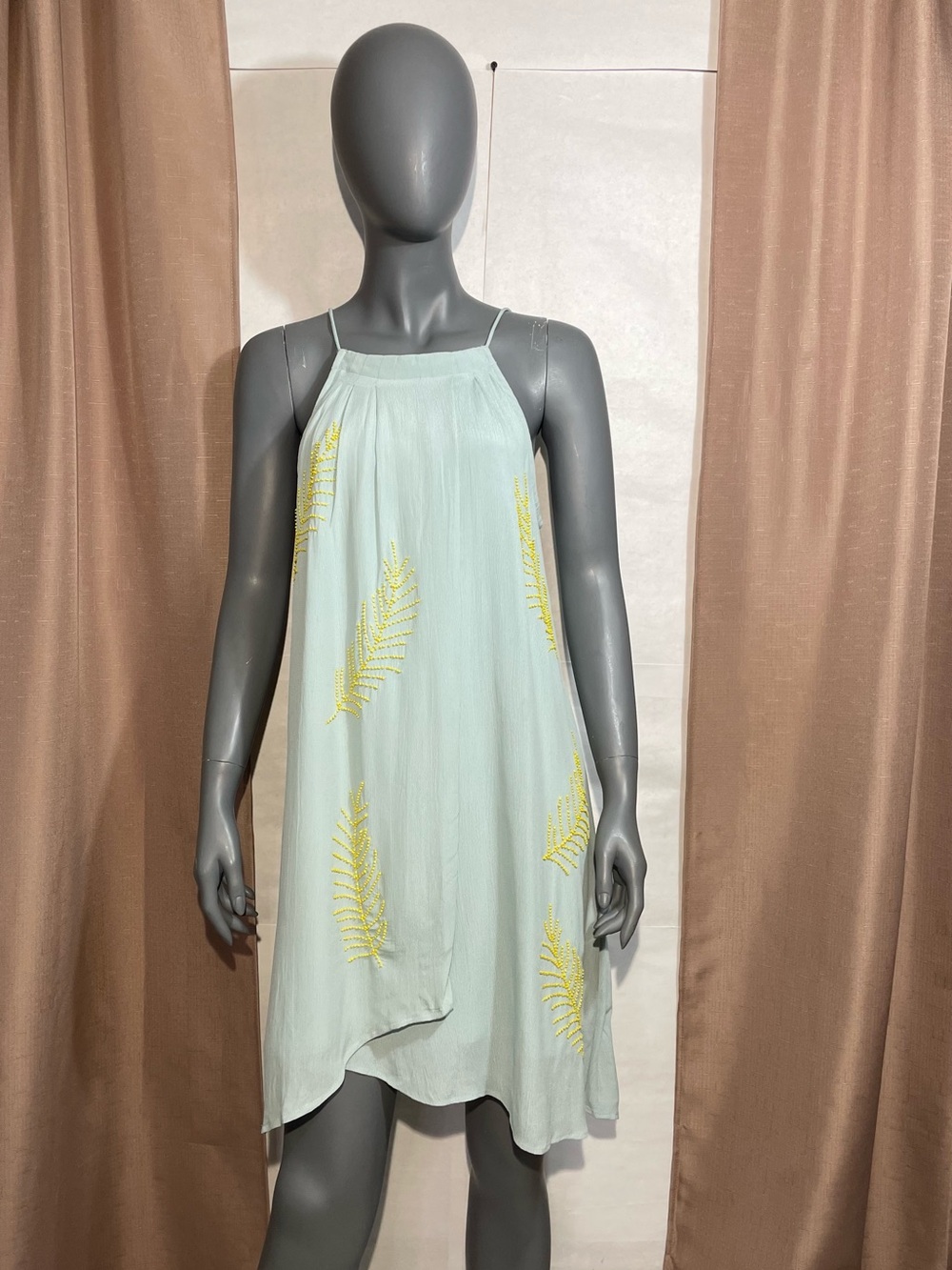 NWOT CIEBON Small Joanna Beaded Palm Light Blue Minidress